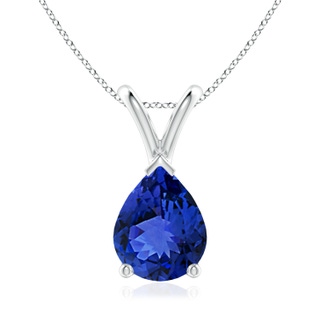 9x7mm AAA V-Bale Pear-Shaped Tanzanite Solitaire Pendant in White Gold