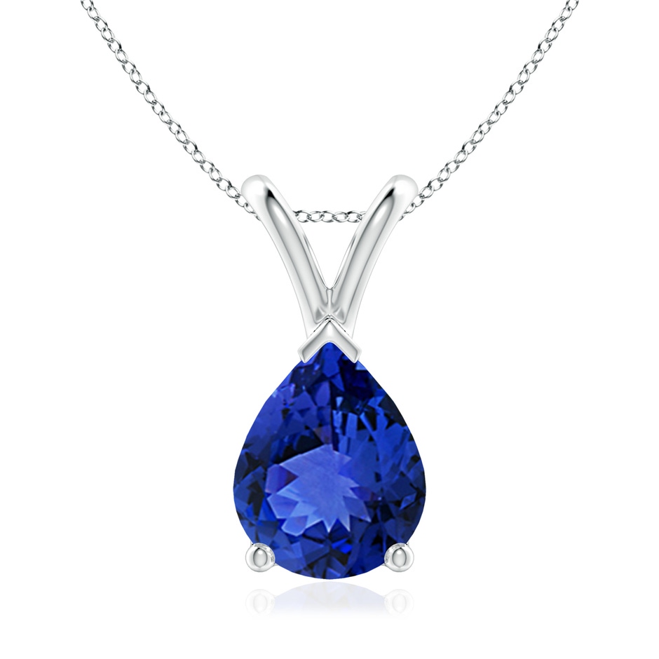 9x7mm AAA V-Bale Pear-Shaped Tanzanite Solitaire Pendant in White Gold 