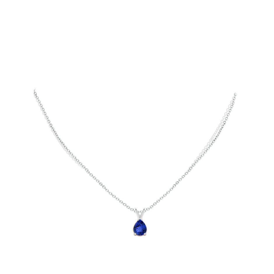 9x7mm AAA V-Bale Pear-Shaped Tanzanite Solitaire Pendant in White Gold pen