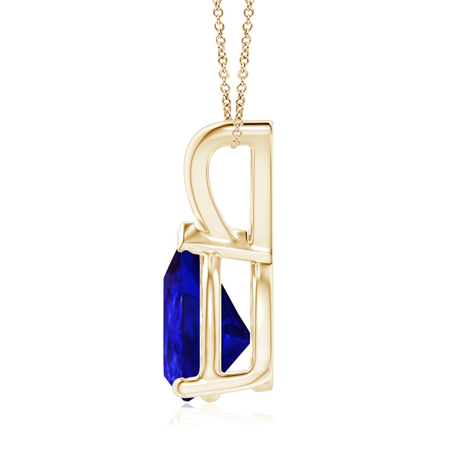 9x7mm AAAA V-Bale Pear-Shaped Tanzanite Solitaire Pendant in 18K Yellow Gold side 199