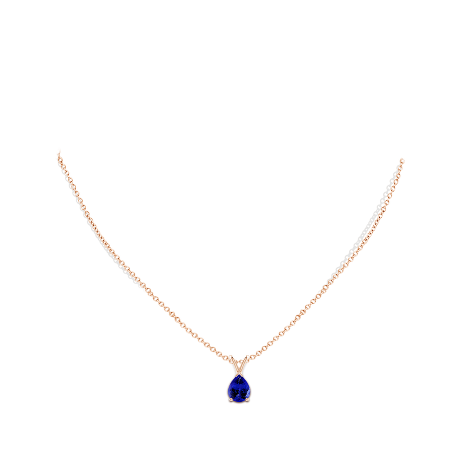 9x7mm AAAA V-Bale Pear-Shaped Tanzanite Solitaire Pendant in Rose Gold pen