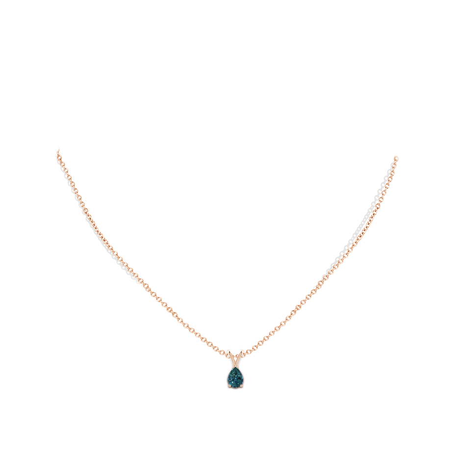 7x5mm AAA V-Bale Pear-Shaped Teal Montana Sapphire Solitaire Pendant in 18K Rose Gold pen