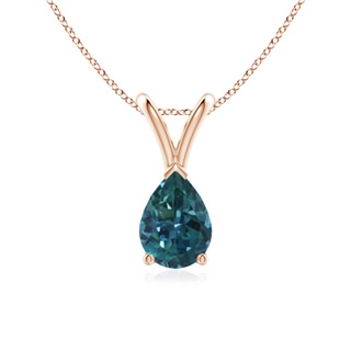 7x5mm AAA V-Bale Pear-Shaped Teal Montana Sapphire Solitaire Pendant in 9K Rose Gold