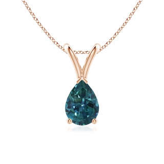 7x5mm AAA V-Bale Pear-Shaped Teal Montana Sapphire Solitaire Pendant in Rose Gold