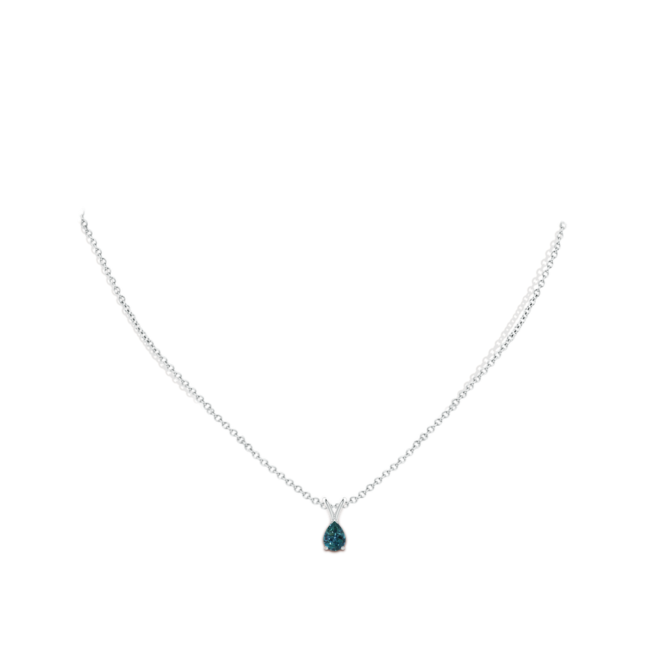 7x5mm AAA V-Bale Pear-Shaped Teal Montana Sapphire Solitaire Pendant in White Gold pen
