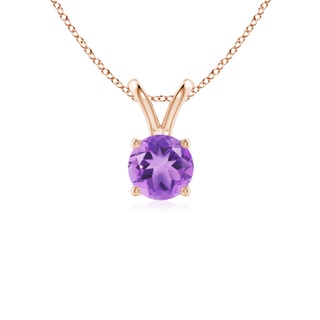 5mm A V-Bale Round Amethyst Solitaire Pendant in Rose Gold