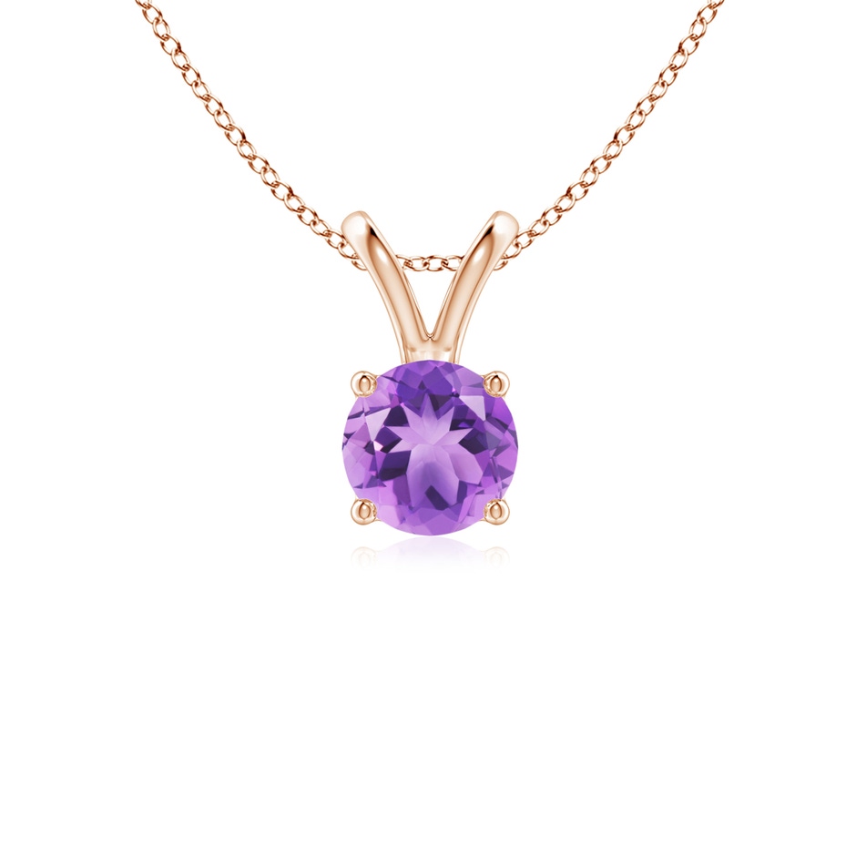 5mm A V-Bale Round Amethyst Solitaire Pendant in Rose Gold 
