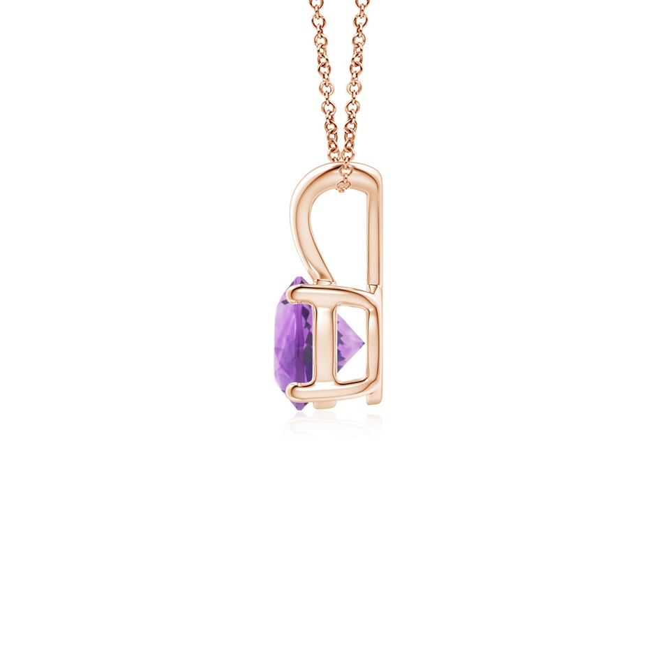5mm A V-Bale Round Amethyst Solitaire Pendant in Rose Gold side 199