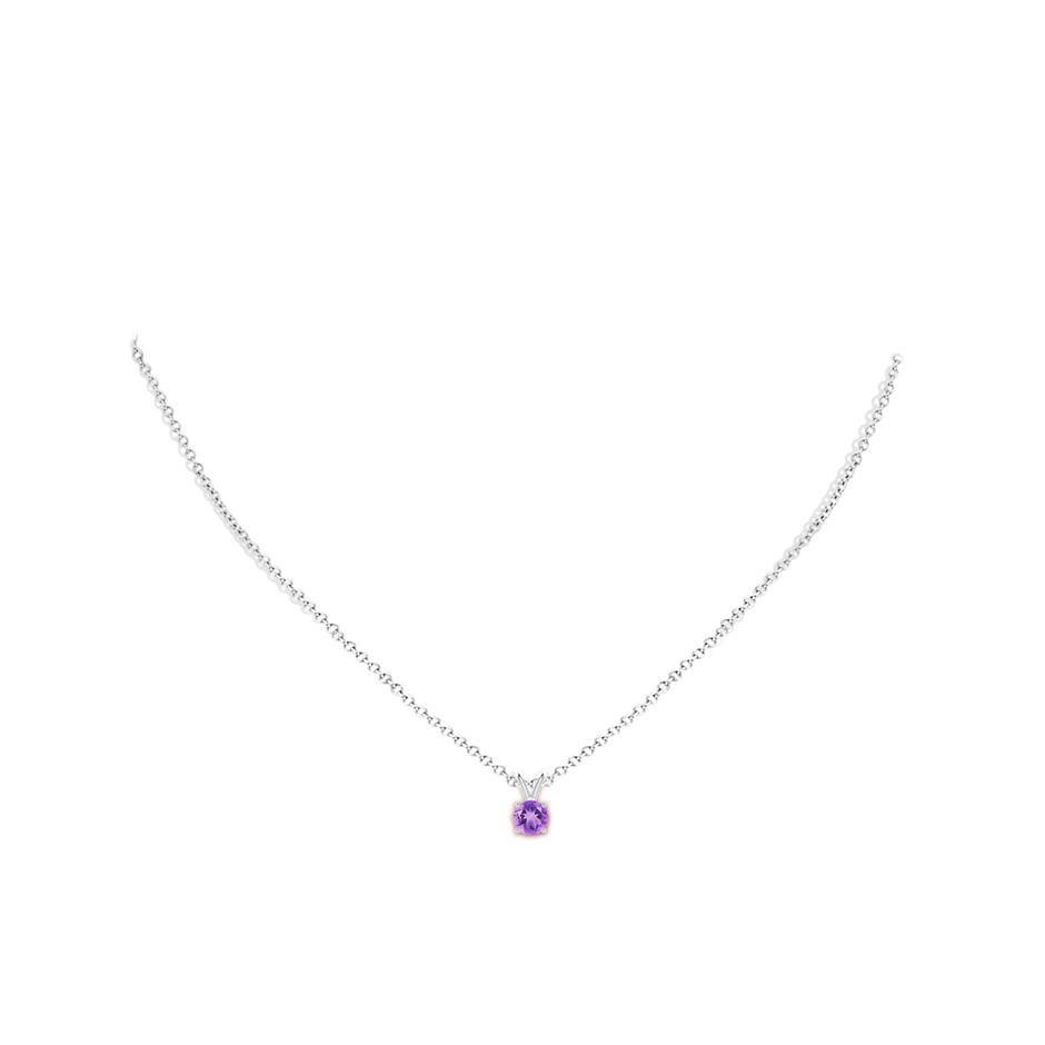5mm A V-Bale Round Amethyst Solitaire Pendant in S999 Silver pen