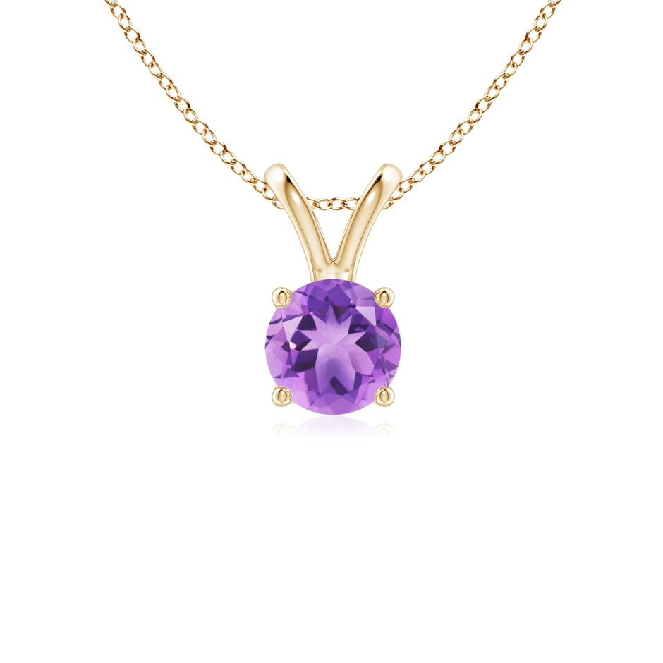 5mm A V-Bale Round Amethyst Solitaire Pendant in Yellow Gold 
