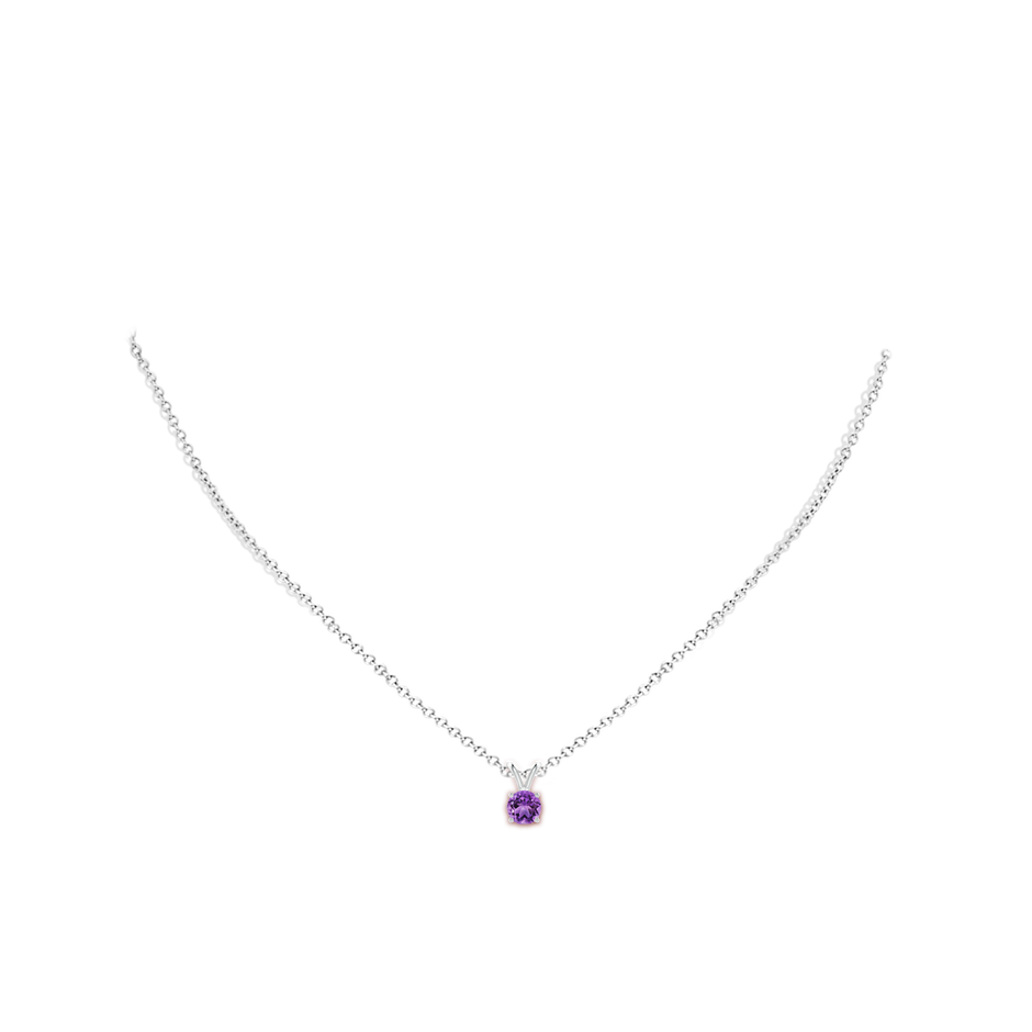 5mm AA V-Bale Round Amethyst Solitaire Pendant in S999 Silver pen