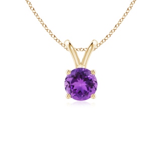 5mm AAA V-Bale Round Amethyst Solitaire Pendant in 9K Yellow Gold