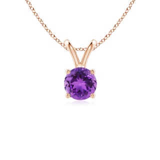 5mm AAA V-Bale Round Amethyst Solitaire Pendant in Rose Gold