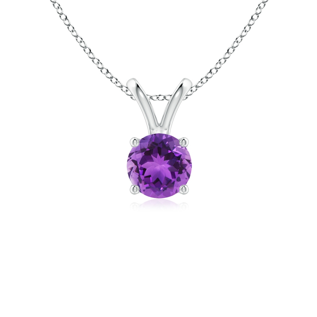 5mm AAA V-Bale Round Amethyst Solitaire Pendant in S999 Silver