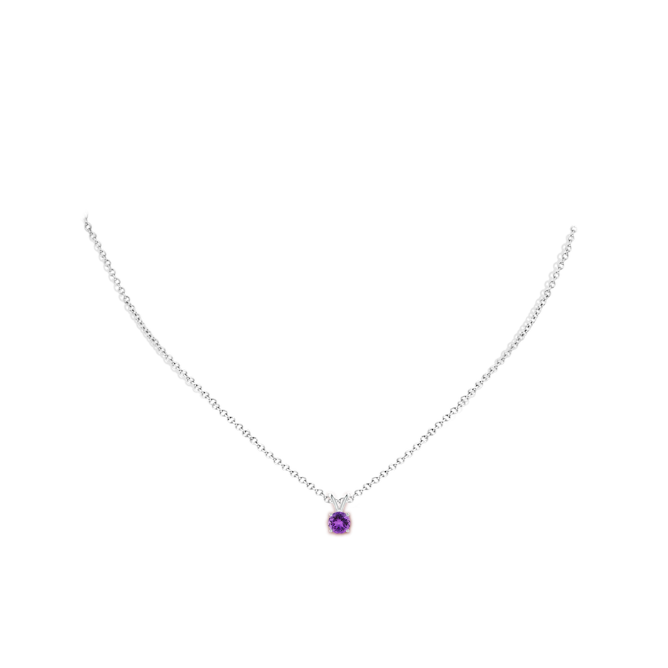 5mm AAA V-Bale Round Amethyst Solitaire Pendant in S999 Silver Body-Neck