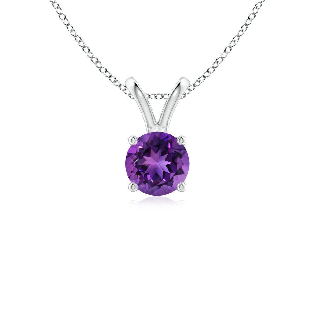 5mm AAAA V-Bale Round Amethyst Solitaire Pendant in P950 Platinum