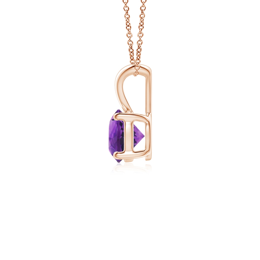 5mm AAAA V-Bale Round Amethyst Solitaire Pendant in Rose Gold - side 199