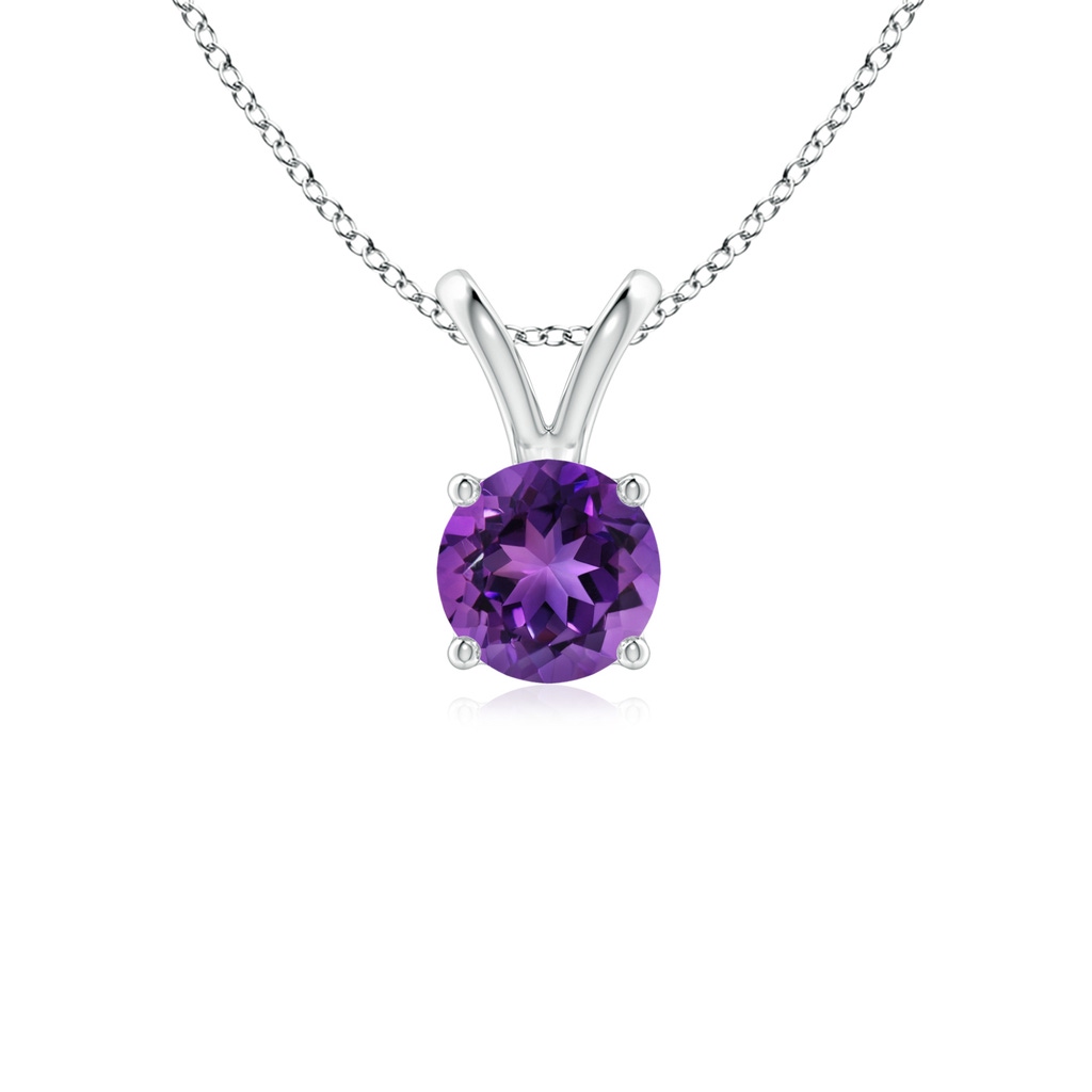 5mm AAAA V-Bale Round Amethyst Solitaire Pendant in S999 Silver