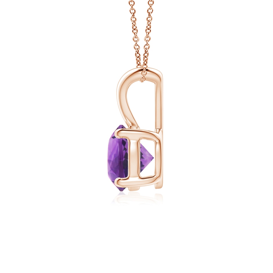 6mm AAA V-Bale Round Amethyst Solitaire Pendant in Rose Gold side 199