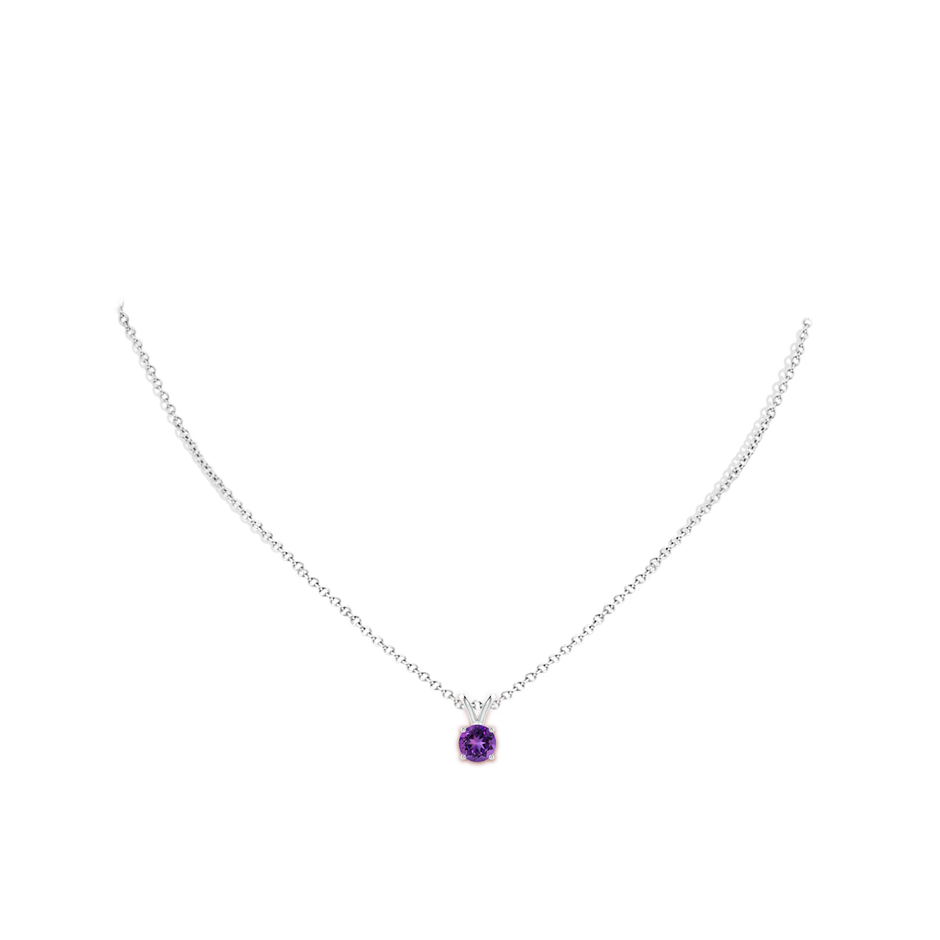 6mm AAAA V-Bale Round Amethyst Solitaire Pendant in P950 Platinum pen