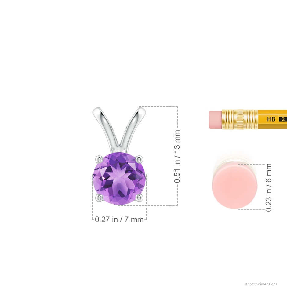 7mm A V-Bale Round Amethyst Solitaire Pendant in P950 Platinum ruler