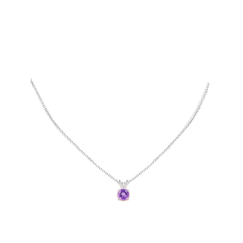 7mm A V-Bale Round Amethyst Solitaire Pendant in P950 Platinum pen