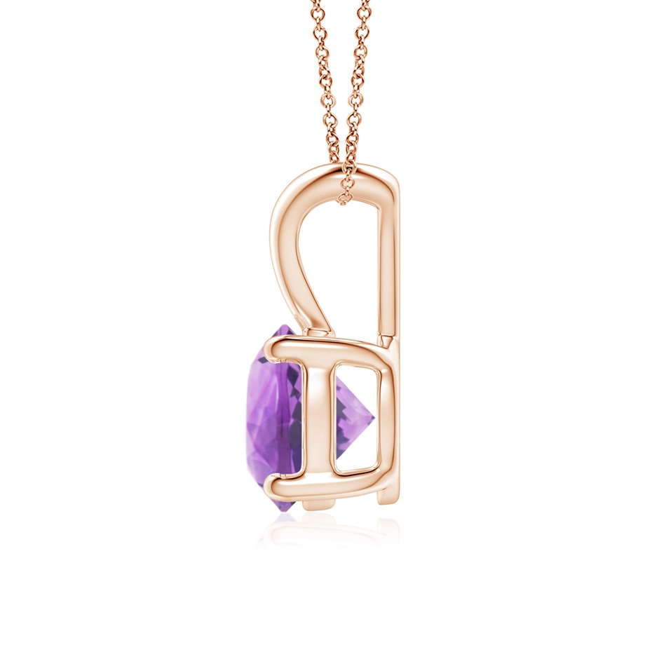 7mm A V-Bale Round Amethyst Solitaire Pendant in Rose Gold side 199