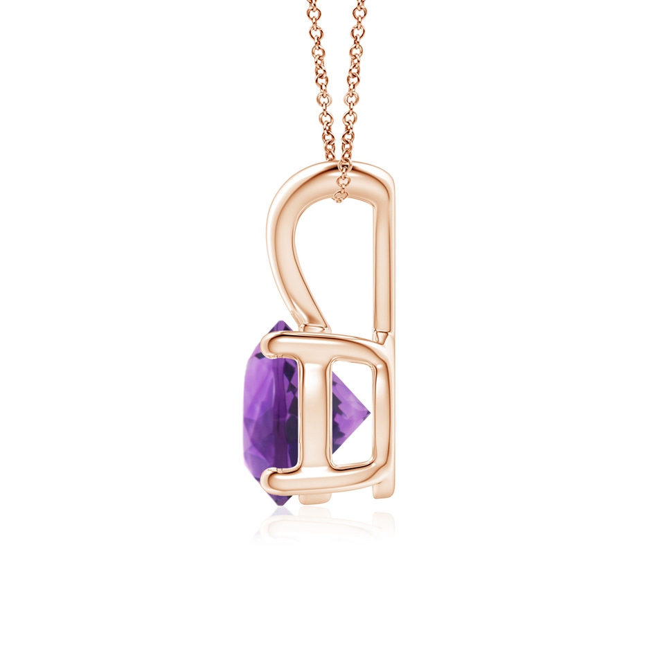 7mm AAA V-Bale Round Amethyst Solitaire Pendant in Rose Gold side 199