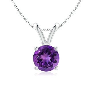 7mm AAAA V-Bale Round Amethyst Solitaire Pendant in P950 Platinum