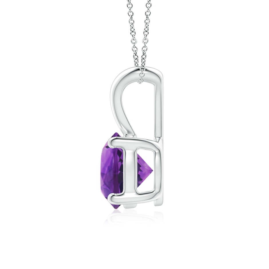 7mm AAAA V-Bale Round Amethyst Solitaire Pendant in P950 Platinum side 199
