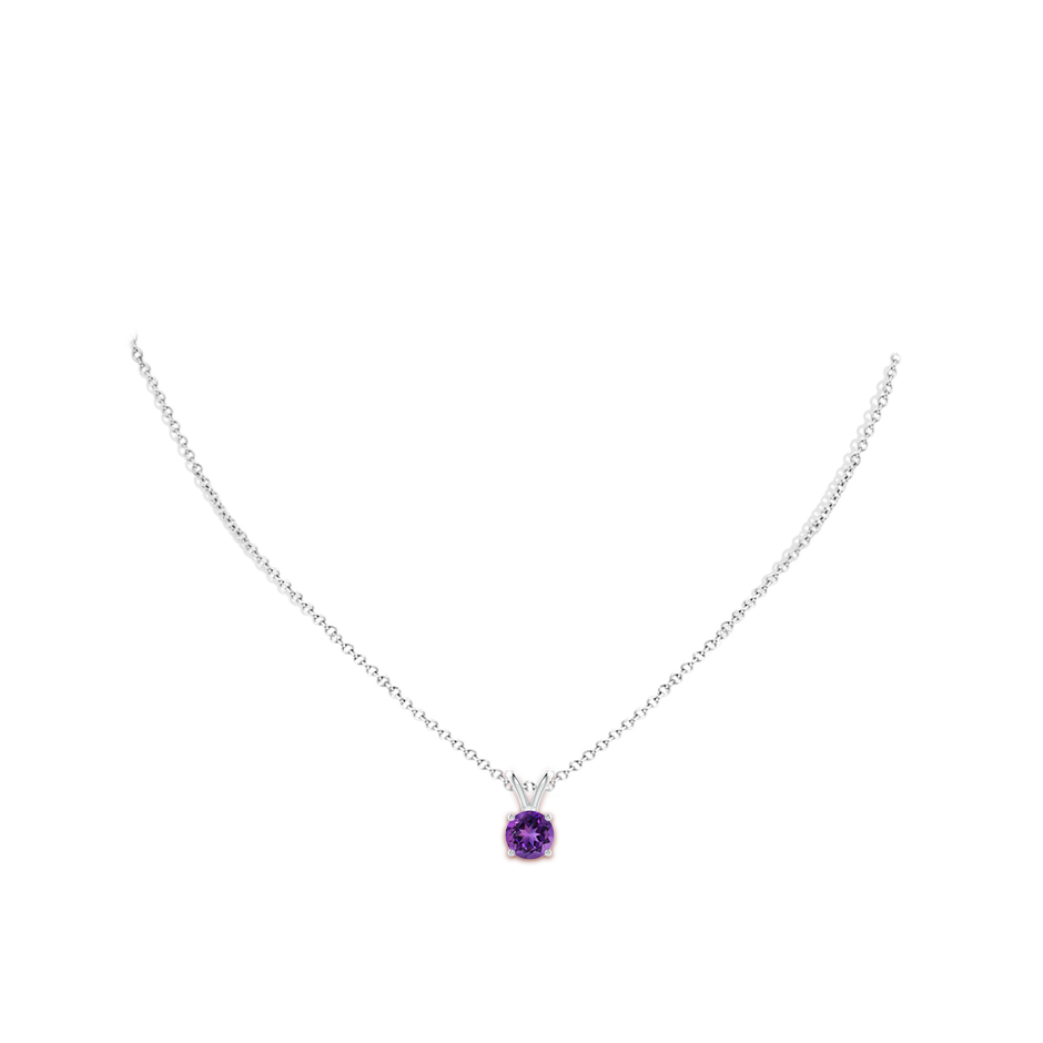 7mm AAAA V-Bale Round Amethyst Solitaire Pendant in P950 Platinum pen