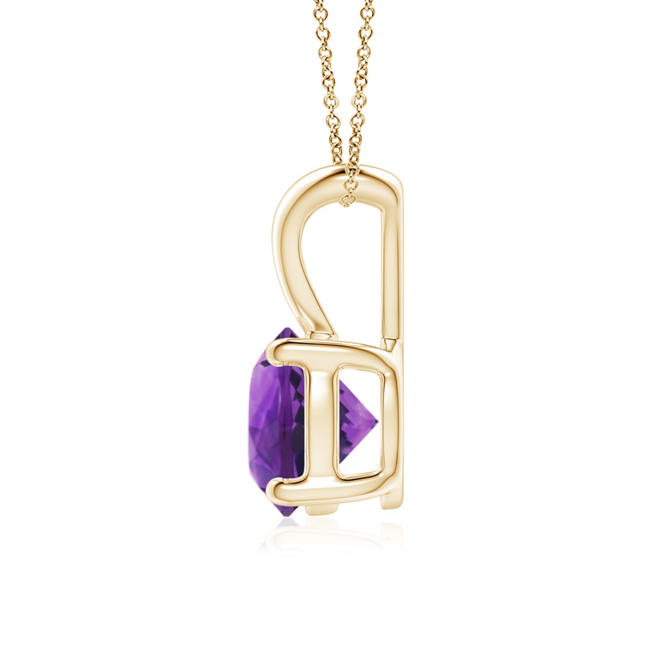 7mm AAAA V-Bale Round Amethyst Solitaire Pendant in Yellow Gold side 1