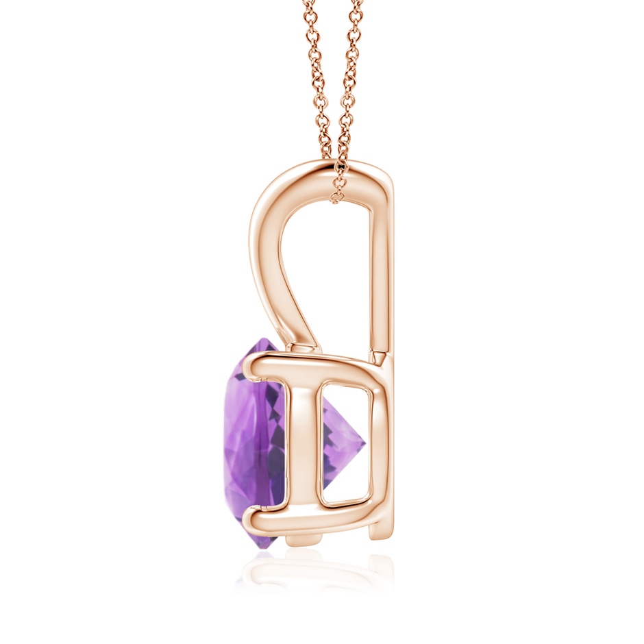 8mm A V-Bale Round Amethyst Solitaire Pendant in Rose Gold side 199