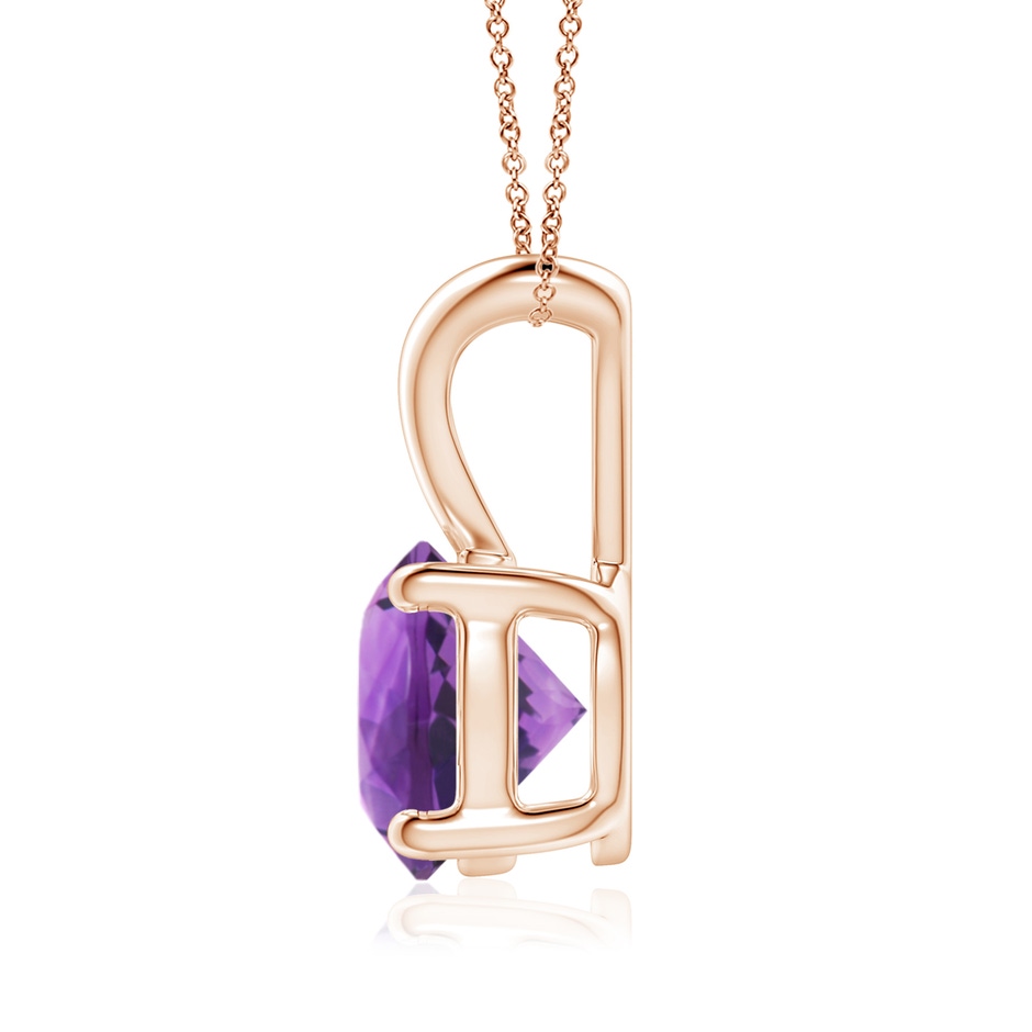 8mm AAA V-Bale Round Amethyst Solitaire Pendant in Rose Gold side 199