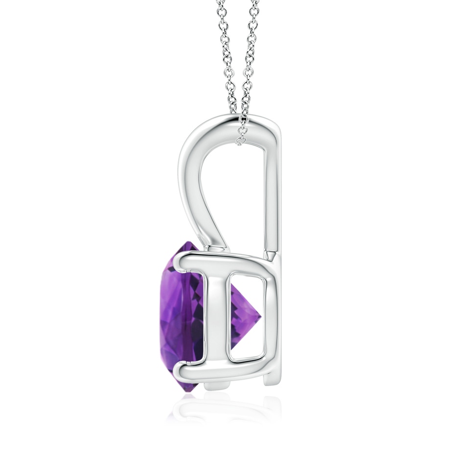 8mm AAAA V-Bale Round Amethyst Solitaire Pendant in 18K White Gold side 199
