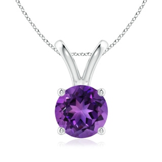 8mm AAAA V-Bale Round Amethyst Solitaire Pendant in P950 Platinum