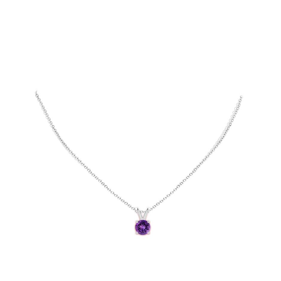 8mm AAAA V-Bale Round Amethyst Solitaire Pendant in P950 Platinum pen