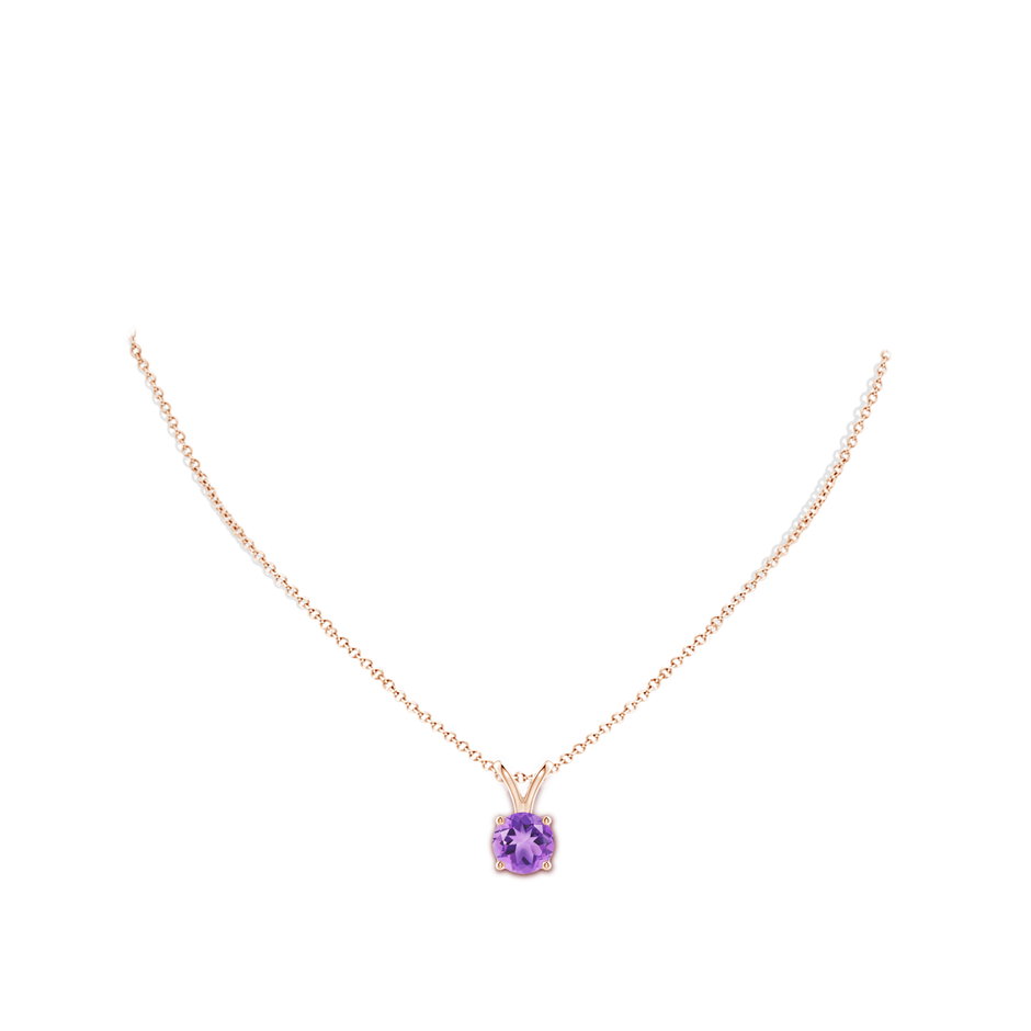 9mm A V-Bale Round Amethyst Solitaire Pendant in 18K Rose Gold pen
