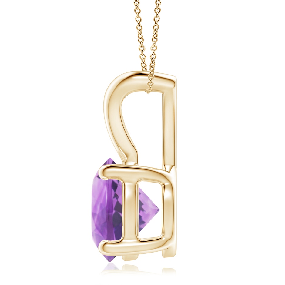 9mm A V-Bale Round Amethyst Solitaire Pendant in 18K Yellow Gold side 199