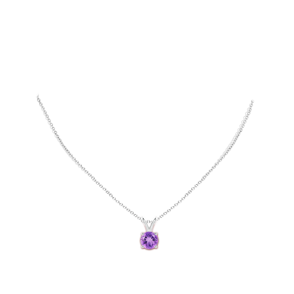 9mm A V-Bale Round Amethyst Solitaire Pendant in P950 Platinum pen