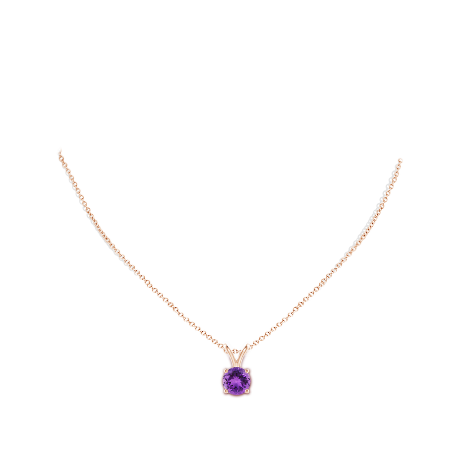 9mm AAA V-Bale Round Amethyst Solitaire Pendant in Rose Gold pen