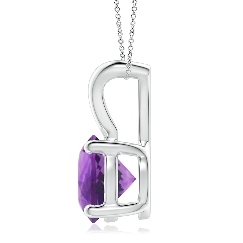 9mm AAA V-Bale Round Amethyst Solitaire Pendant in White Gold side 199
