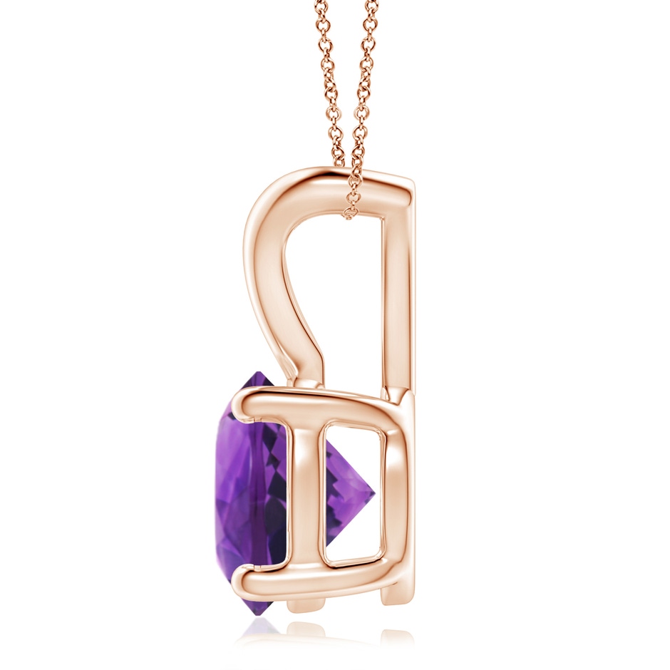 9mm AAAA V-Bale Round Amethyst Solitaire Pendant in 18K Rose Gold side 199