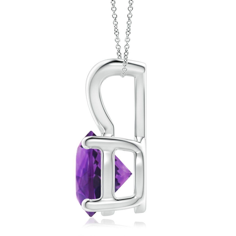 9mm AAAA V-Bale Round Amethyst Solitaire Pendant in White Gold side 1