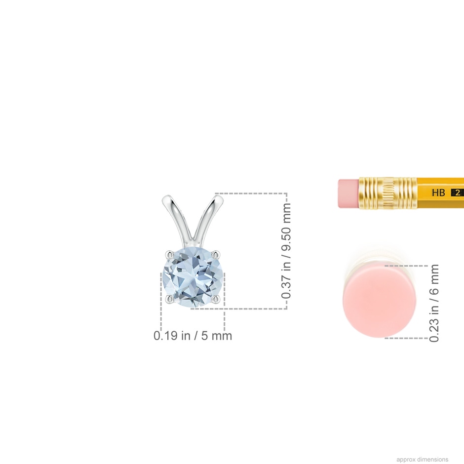 5mm A V-Bale Round Aquamarine Solitaire Pendant in P950 Platinum ruler