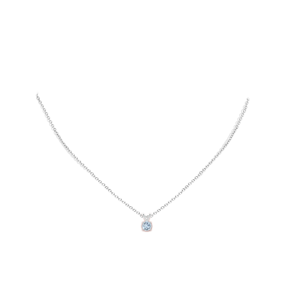 5mm A V-Bale Round Aquamarine Solitaire Pendant in P950 Platinum pen