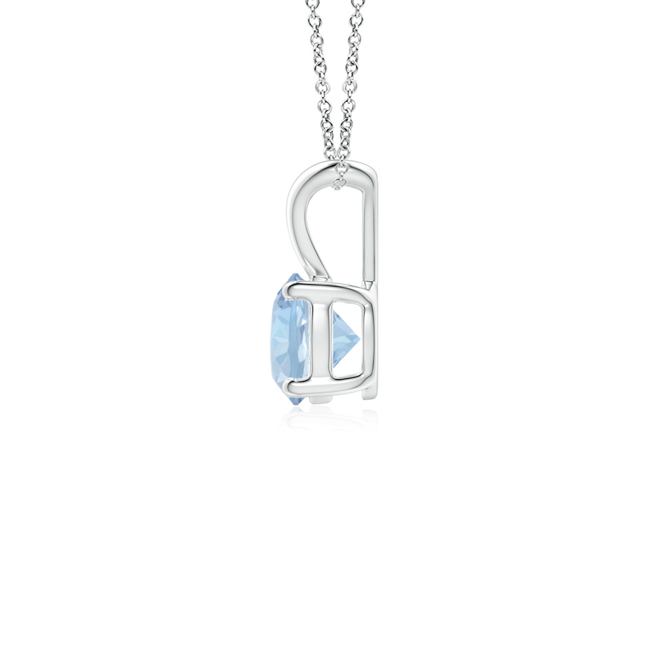 5mm AA V-Bale Round Aquamarine Solitaire Pendant in White Gold side 199