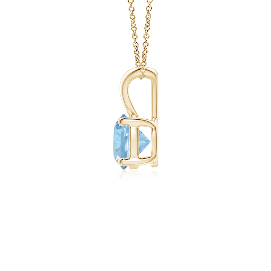 5mm AAA V-Bale Round Aquamarine Solitaire Pendant in Yellow Gold side 199