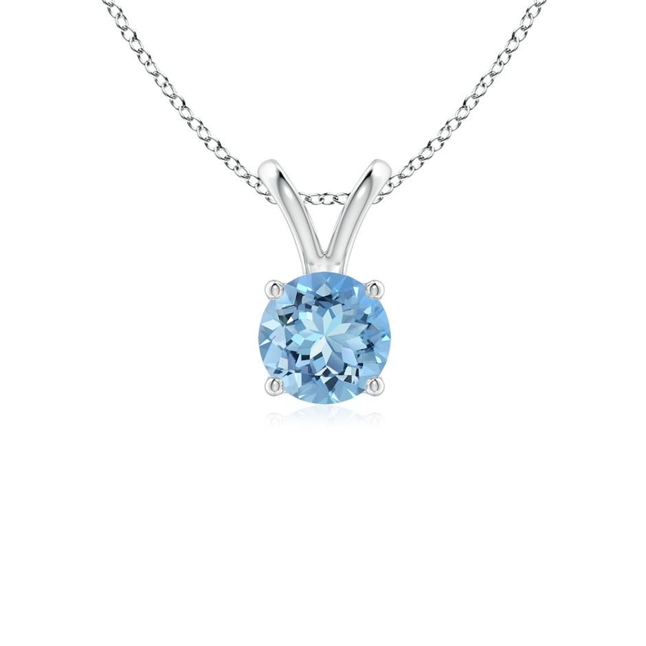 5mm AAAA V-Bale Round Aquamarine Solitaire Pendant in P950 Platinum 