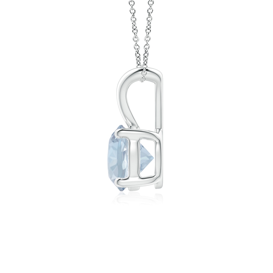 6mm A V-Bale Round Aquamarine Solitaire Pendant in S999 Silver side 199